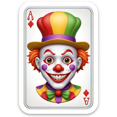 poker card with a funny jolly joker inside the card sticker