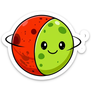 Red Mars planet with craters and a hot flushed face fanning itself sticker