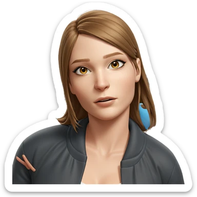 girl with brown hair portrait sticker