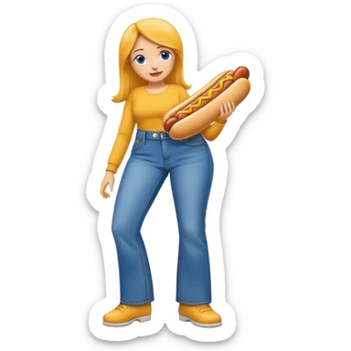 Bootcut jeans with hotdog sticker
