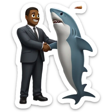 Shark shake hands with pizza sticker