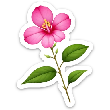 single Impatiens Balsamina flower stem sticker