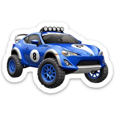 2013 scion fr-s ultramarine off road 4wd monster Baja dessert racer number 86 with large silver wheels  sticker