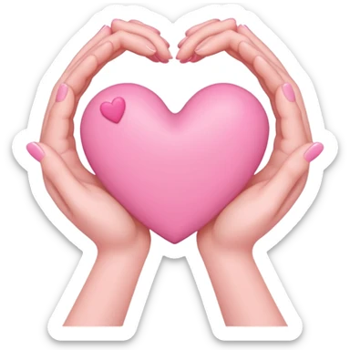 heart hands with pink hearts sticker