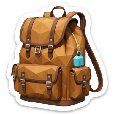 backpack brown emoji low poly  sticker