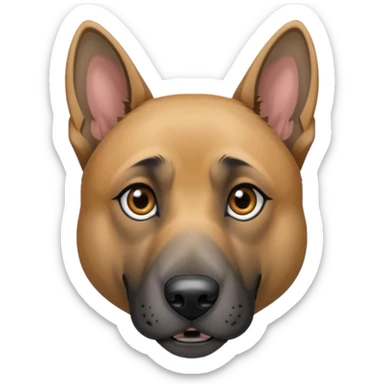 chien croisé malinois , yeux gris et poils mi long et gris sticker