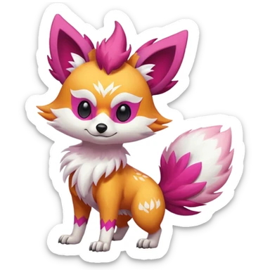 Electric skeletal evil snowy white pink magenta feathery Fennekin-Growlithe-Electrike-fusion (full body) sticker