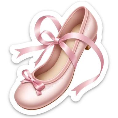 Pale pink ballet shoe ribbons, trailing stardust sticker