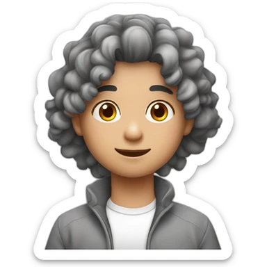 joven pelo gris gordito cocinando sticker