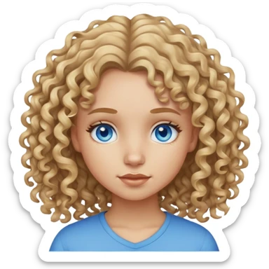 Girl with curly dirty blonde hair blue eyes light skin sticker