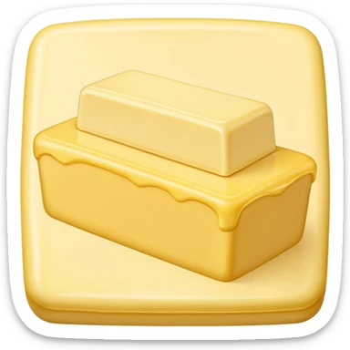 Create an image with butter and text in front that says butter  sticker