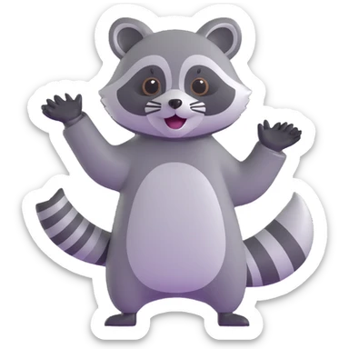 raccoon waving enthusiastically sticker