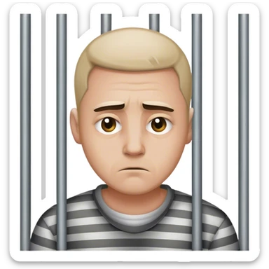 Sad man in jail sticker