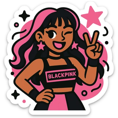 Blackpink inspired icon, pink and black, energetic and fun, Vibrant Toon style sticker