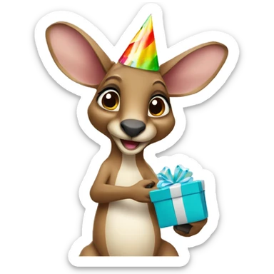 Birthday kangaroo holding a gift  sticker
