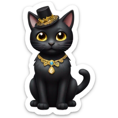 black cat with a fancy dress on sticker
