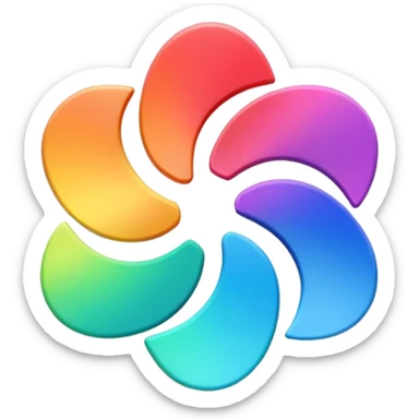 Davinci resolve "Power grades" shape, glossy iconm (rainbow colors) sticker