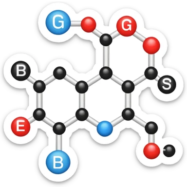 glucose chemical structure with bluetooth icon on the top right as a superscript. sticker