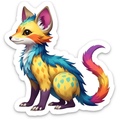 Feral Rare Fantasy colorful Vernid-Trico-species by LiLaiRa, random markings, tufted tail, tufted ears, full body sticker