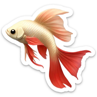 Betta fish female with short red fins and a light beige body  sticker