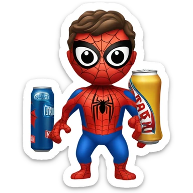 spider-man drinking beer sticker