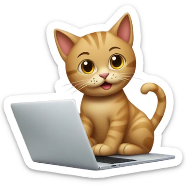 cat working on a laptop macbook sticker