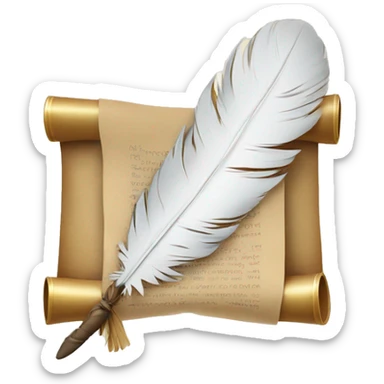 a feather quill and an open SCROLL sticker