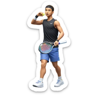 boy playing tennis solo sticker