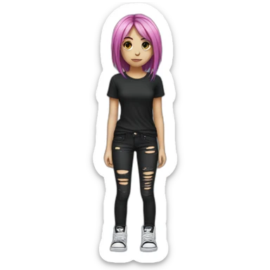 emo girl full body shot sticker