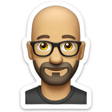 Tattooed bald man with beard and glasses like the Simpsons sticker