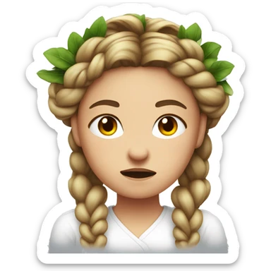 angry woman with Braid wreath (Braid crown) hairstyle in white shirt sticker