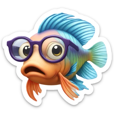 beta fish with glasses sticker
