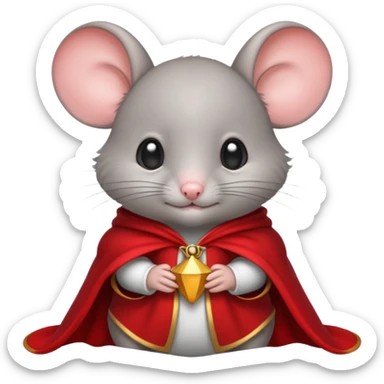 baby grey mouse, in magic red cloak sticker