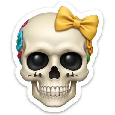  skull with small bow on side head sticker