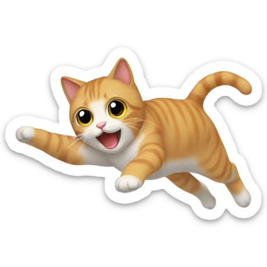 Cat flying with rainbows coming out of butt sticker