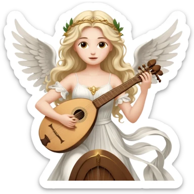 Muse of inspiration with wings and a lyre in her hand sticker