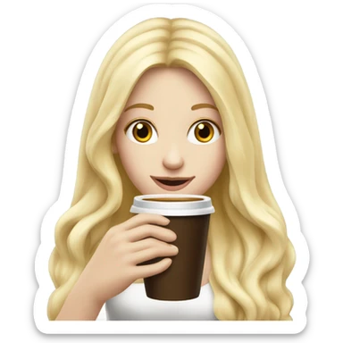 Blonde long hair pale girl enjoying coffee  sticker