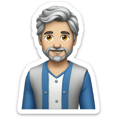 Pintor vestido de rouoa cinza e azul sticker