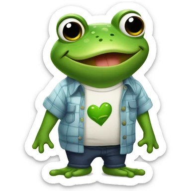 Frog wearing a shirt saying ‘i love Fero’ sticker
