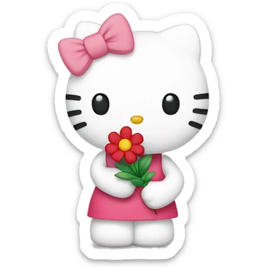 Hello kitty holding flower sticker