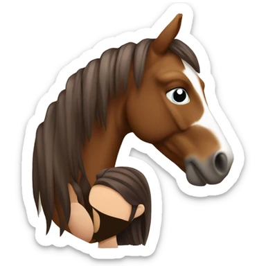Cheval marron avec une fille à côté  sticker
