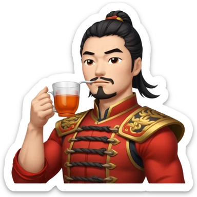 Lu bu squinting while drinking tea  sticker