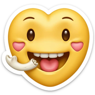 Kissing emoji with a bone in its mouth sticker