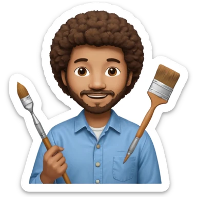 Bob Ross painting sticker