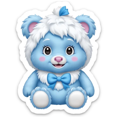 blue girl care bear yeti with bow sticker