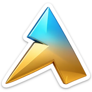"iOS-style 3D emoji: a bold upward arrow emerging from a glowing base, with metallic edges and bright highlight." sticker