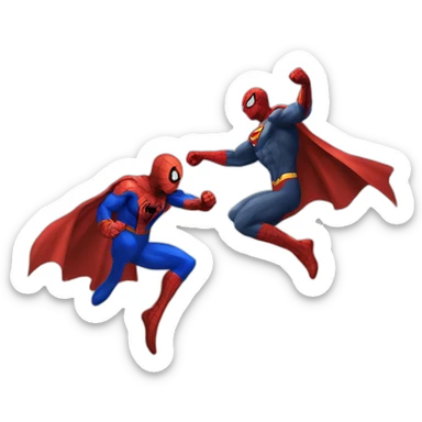 SpiderMan and Superman fighting sticker