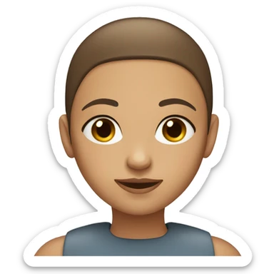 blue eyed brown buzz cut girl round face sticker