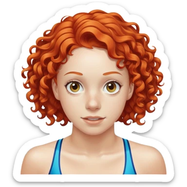 thin 18-year-old white female athlete swimmer with curly red hair about to enter a pool sticker