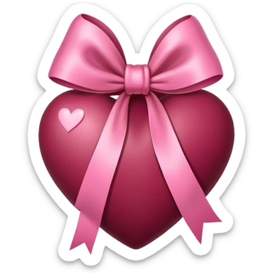 Burgundy heart with a pink bow in the middle sticker
